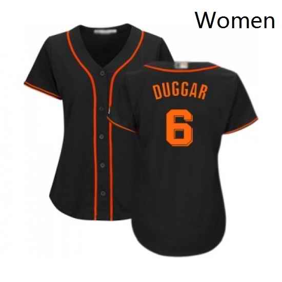 Womens San Francisco Giants 6 Steven Duggar Replica Black Alternate Cool Base Baseball Jersey